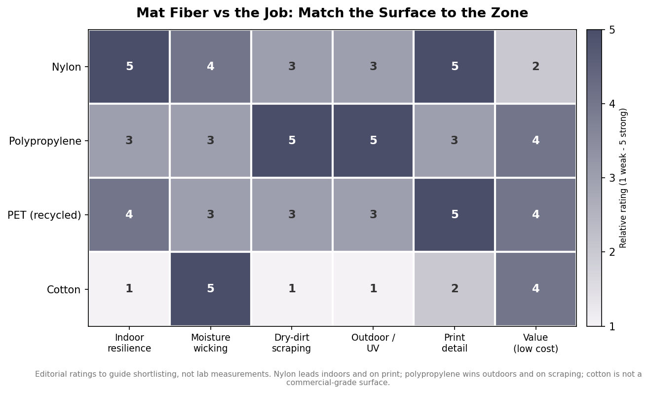 How to Specify a Logo Mat: Fiber, Face Weight, Backing, and Print
